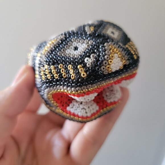 Vintage Small Huichol Beaded Jaguar Head Mexican Folk Art - Picture 1 of 9